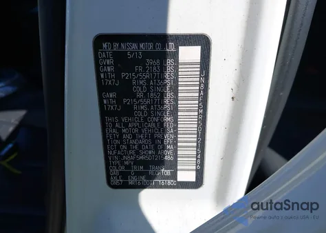 2013 Nissan Juke Sl z USA, uszkodzony, nr VIN JN8AF5MR5DT215486